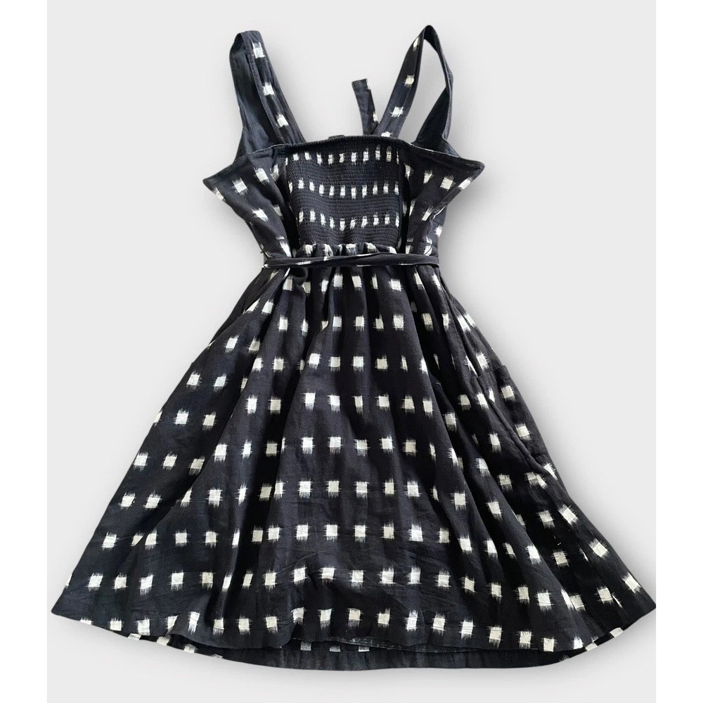 FatFace The Serena Dress Women 10 Black Ikat Pockets Smocked Lagenlook Cottage - Picture 3 of 7